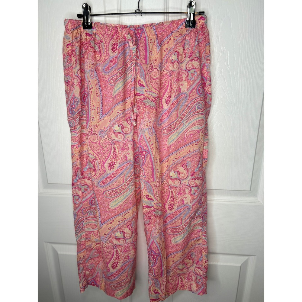 Lauren Ralph Lauren Pajama Set Paisley Small Pink 3/4 Sleeve Button Front RLL - Picture 6 of 11